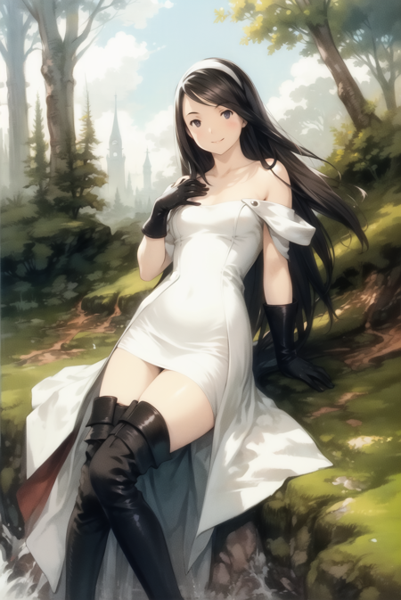 3978523754-2112802761-yoshida akihiko, 1girl, agnes oblige, arm support, bangs, black eyes, black gloves, black hair, black thighhighs, boots, dress,.png